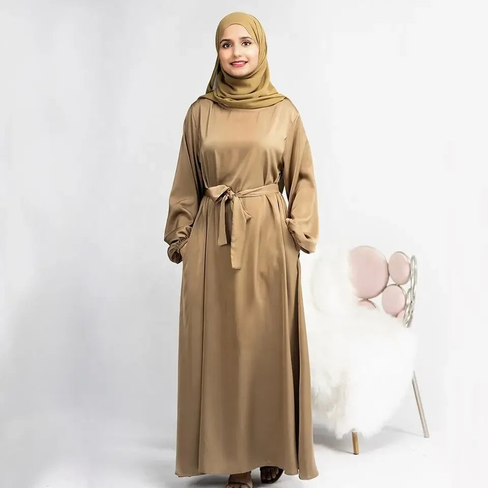 Ramadan Satin Abaya Muslim Dress Turkey Simple Abayas for Women Dubai Luxury African Dresses Islamic Clothing Kaftan Hijab Robe