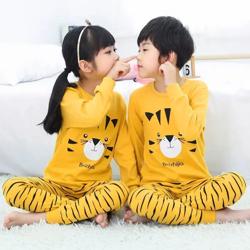 Baby Boys Pajamas Autumn Long Sleeved Children's Clothing Sleepwear Teen Pajama Cotton Pyjamas Sets For Kids 6 8 10 12 14 Years