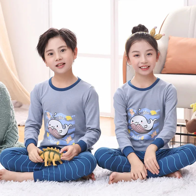 Autumn Children Home Clothes Set Boys and Girls Long-sleeved Pajamas