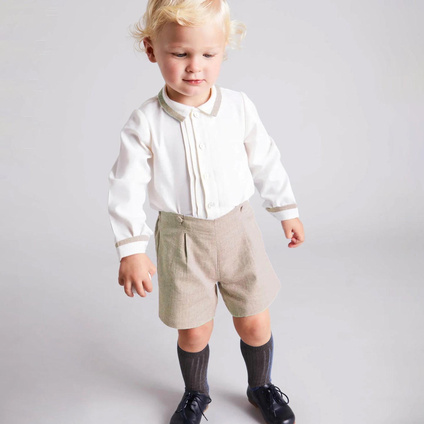 Children Boutique 2Pcs Clothing Boy Spanish Set Cotton Linen Khaki Long Sleeves Suit Outfit Breathable Eid Birthday Clothes kids