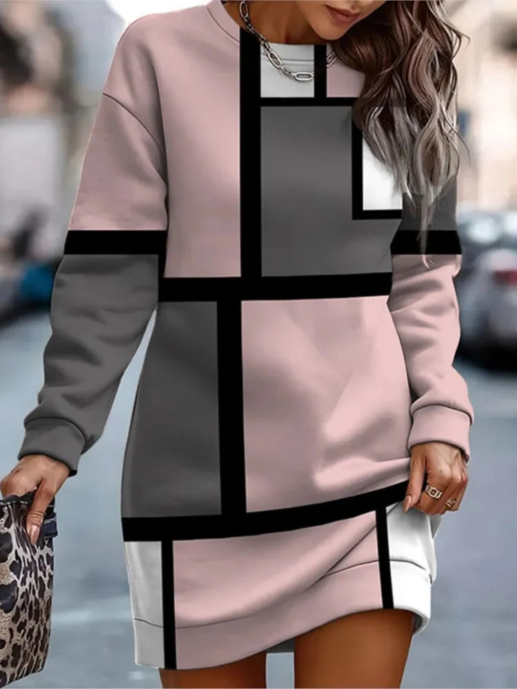 Sweatshirt Dress For Women O Neck Long Sleeve