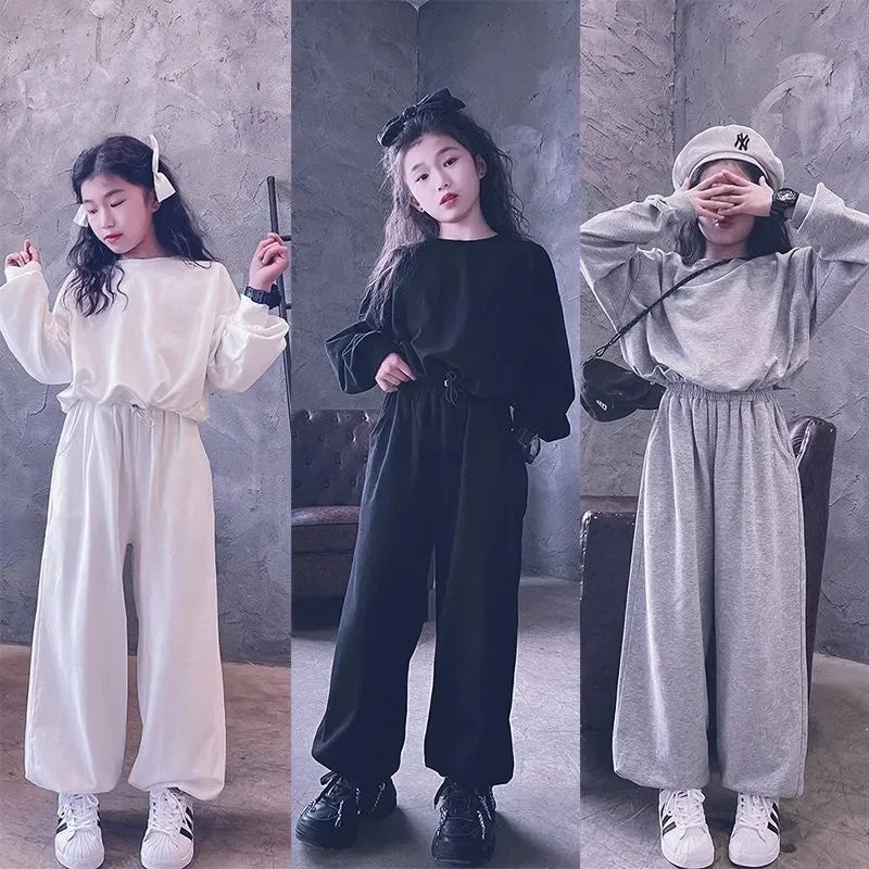 Spring Autumn Teen Girls Clothing Sets Casual Long Sleeve Sweatshirt + Pants 2Pcs Outfits Kids Tracksuit 4 6 8 10 12 13 14 Years kids girls boys toddlers
