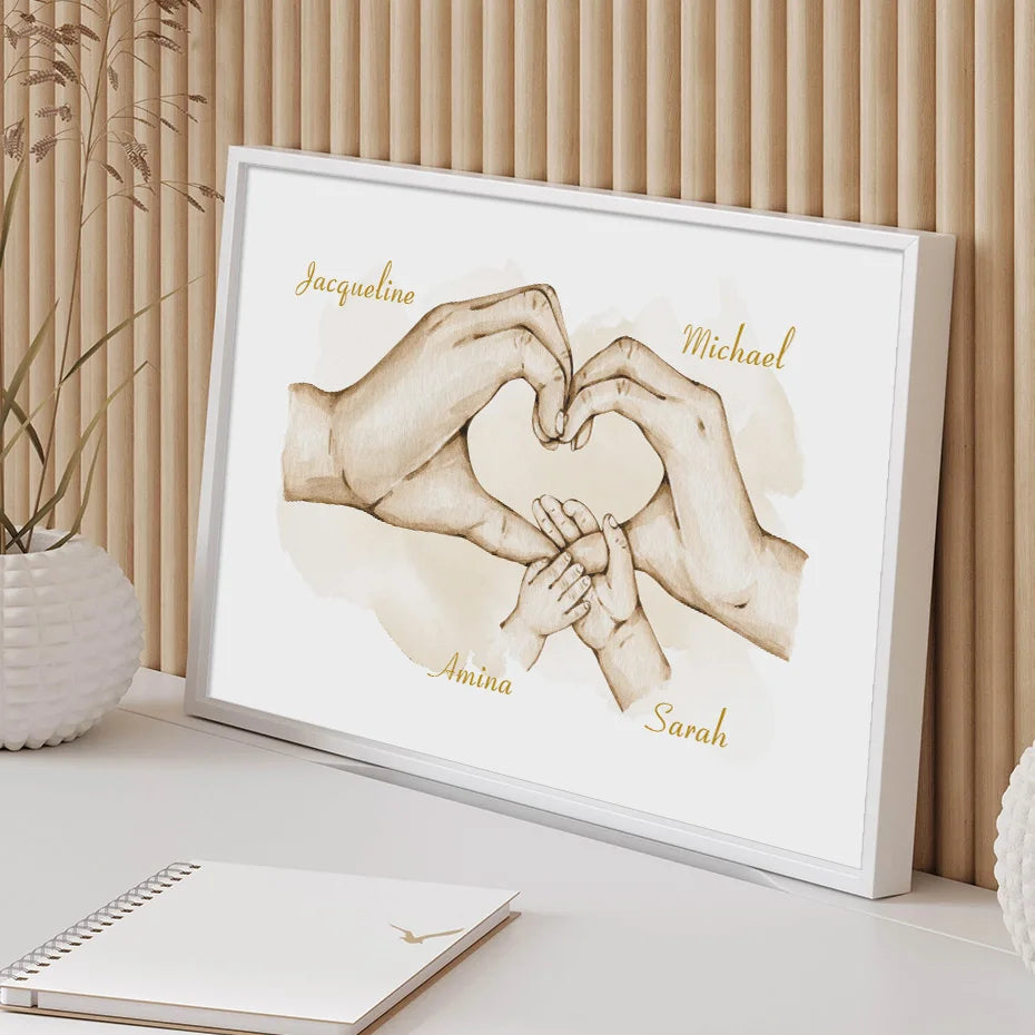 Family Custom Names Hands Posters Personalised Canvas Painting Minimalist Wall Art Prints Pictures Bedroom Interior Decoration