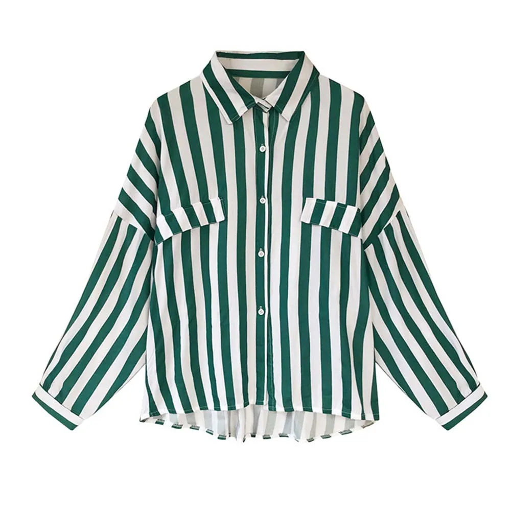 Women Shirts Blouses Loose Striped Female , Casual Blosue