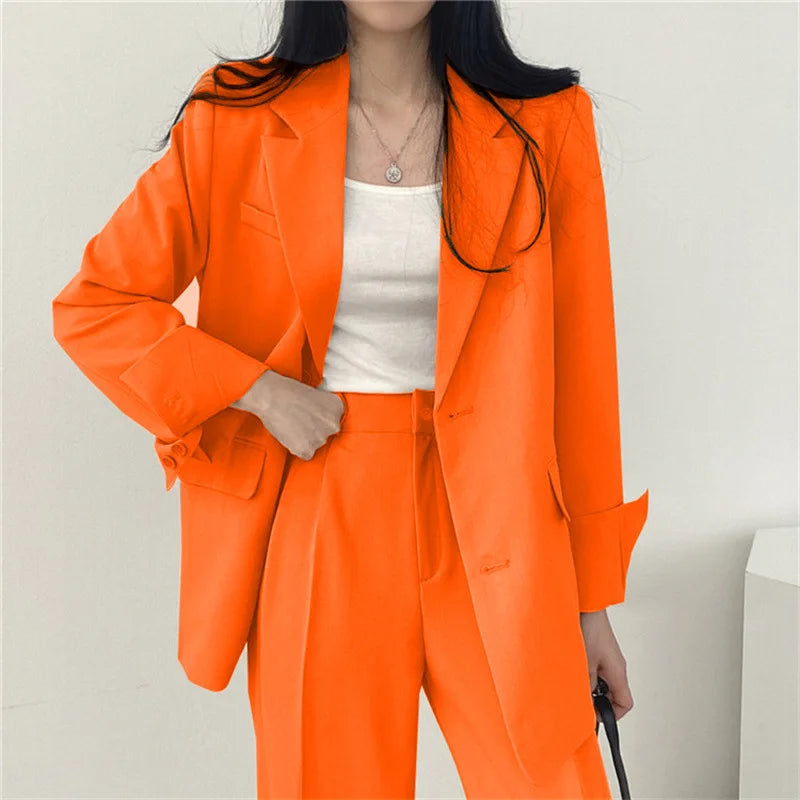 Fashion Long Sleeve Blazer  Pant Sets Blazers Women  Casual Women 2 Piece Outfit Set Suits