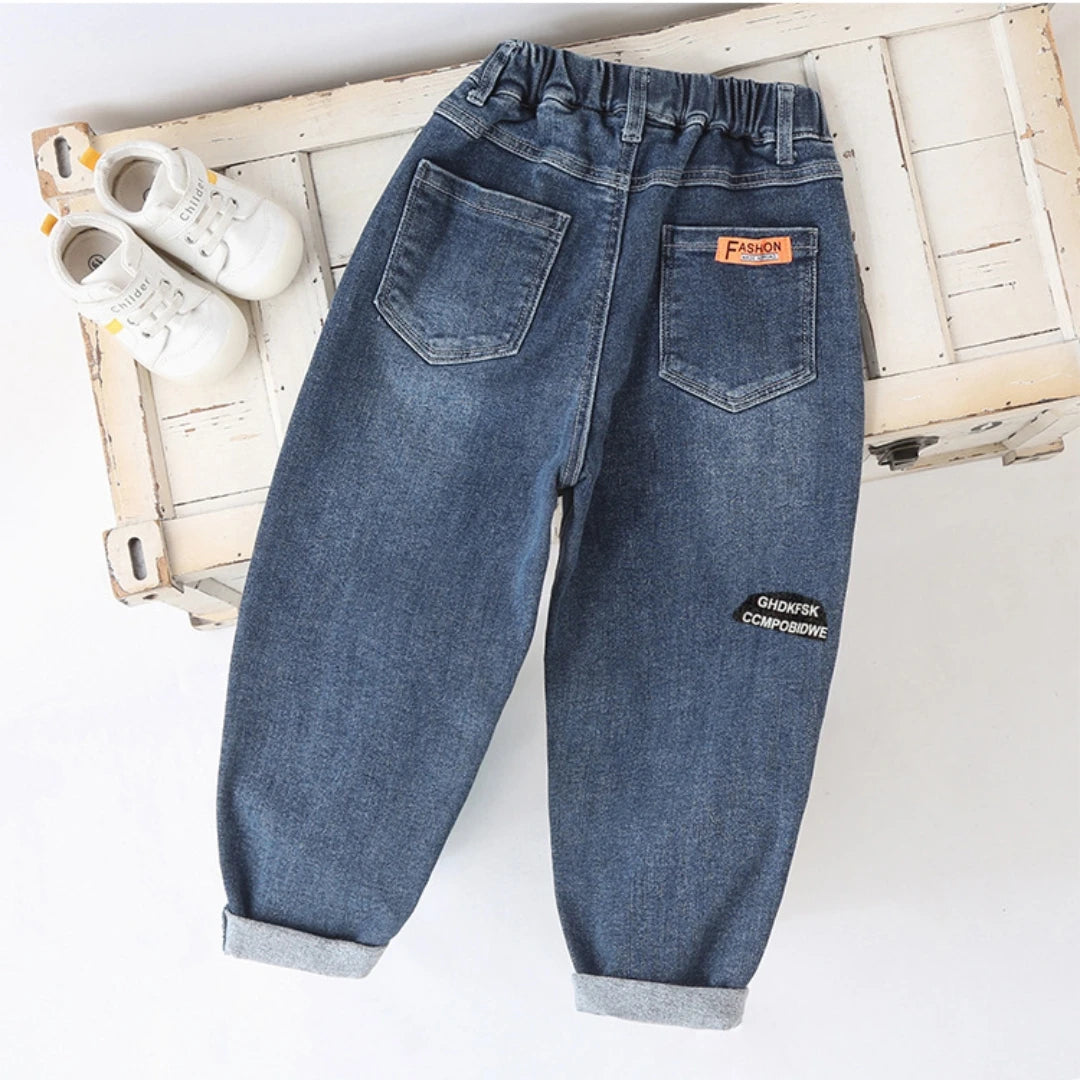 Latest Plain Boys Jeans Kids Blue Casual Denim Pants Pencil Trousers Kid's Clothes