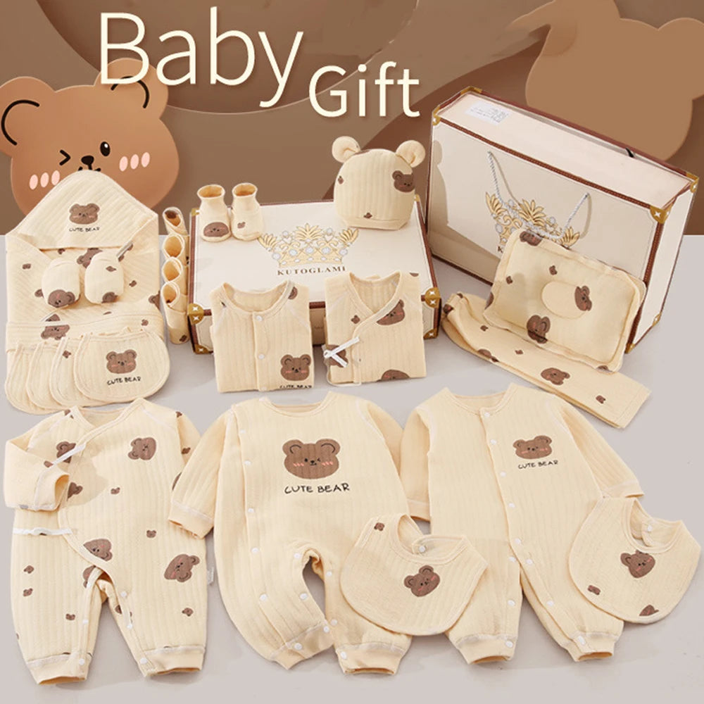 Newborn Clothes Baby Gift Pure Cotton Baby Set 0-12 Months Spring Summer Kids Clothes Suit Unisex Includes Gift Box 21/23/25 Pcs