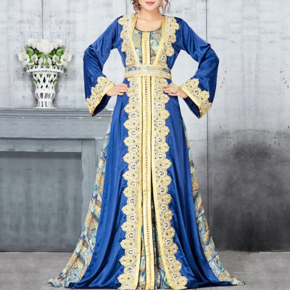 Maxi Dress Abaya for Women Eid Ramadan Long Evening Dresses Long Sleeve Kaftan Robe Elegante Femme