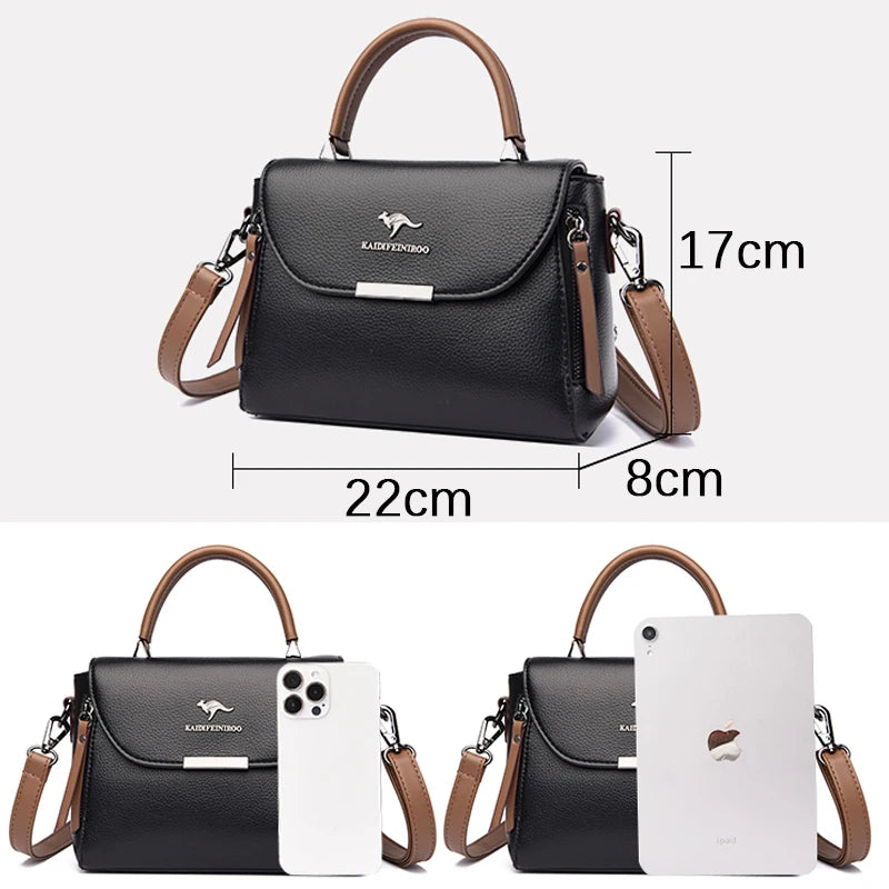 High Quality Leather Shoulder Crossbody Bags Large Capacity Solid Purses and Handbags Luxury Designer Ladies Casual Totes Sac