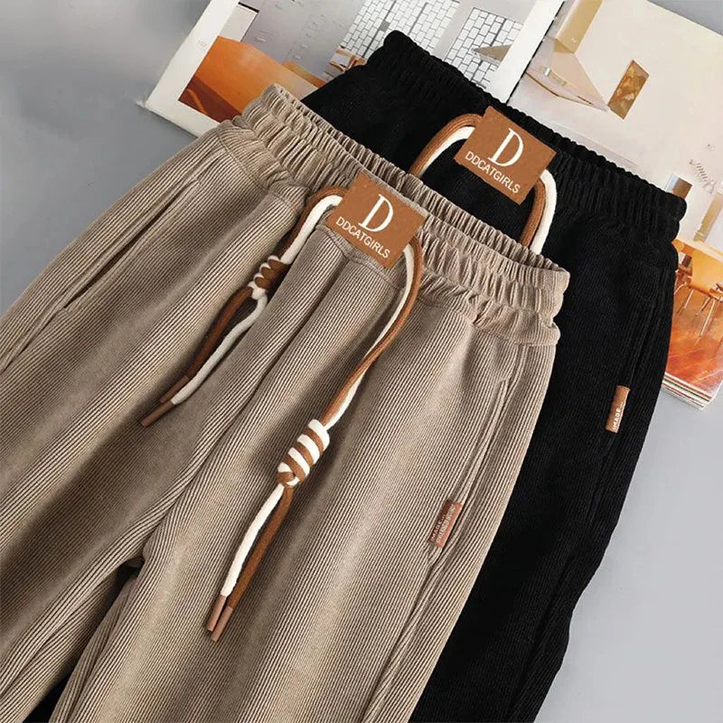 Autumn Winter Fashion Harajuku Kawaii Boy's Pants Solid Girls Trousers All Match Cute Kids Bottom Casual Sports Children Clothes