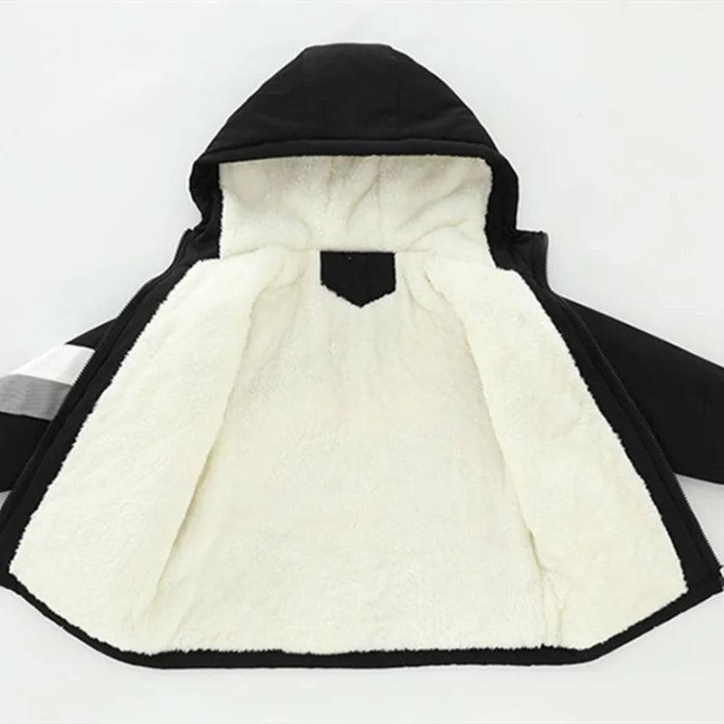 Boys Coat Jacket Overcoat Cotton Zipper Warm Plus Velvet Thicken Winter  Christmas Children's Clothing