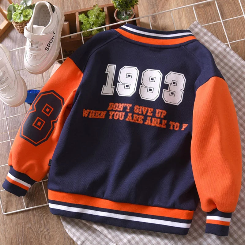 Trends Kids Jackets New Boy Baseball Clothes Fashion Children's Coat Spring Autumn Casual Top Teenager Letter Tracksuit