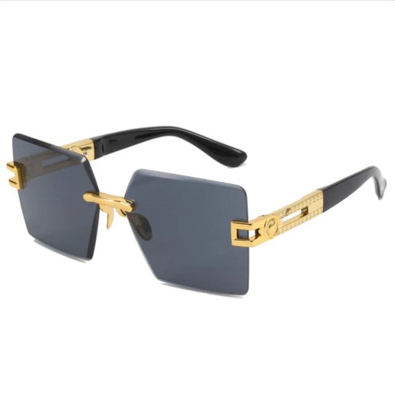 New diamond cut edge square sunglasses  Fashion new metal luxury glasses