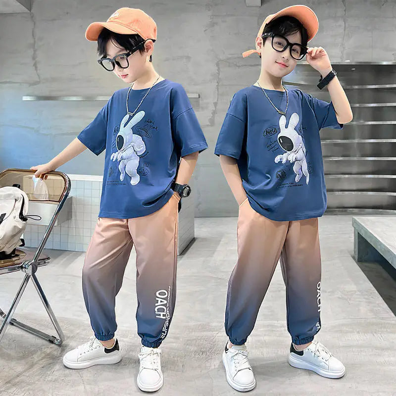 Boys New Summer Clothing Sports Sets Cartoon T Shirt+Long Pants 2pcs Suits Boys Tarcksuit Clothes kids
