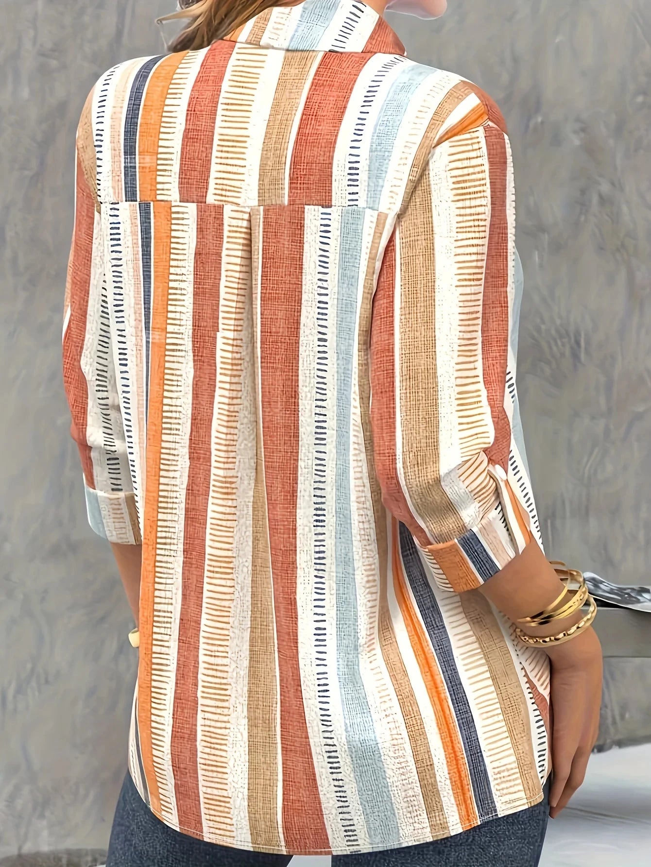 Woman shirts & blouse striped print Button Long Sleeve Shirt Female clothing blouses Tops