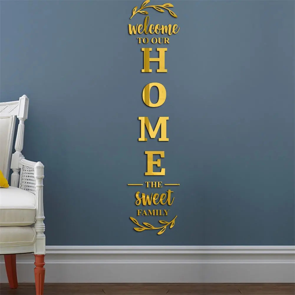 Mirror 3D Wall Stickers English Letters Home Family Acrylic Mirror Wall Decals DIY Removable Mirror Wall Stickers for Home Decor