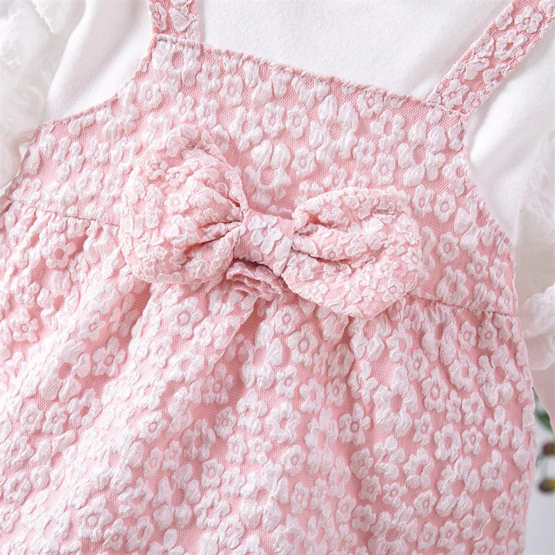 cute baby dress 0-2year Newborn Baby Girl dress Spring splice Long sleeved Dress cute bow baby girls dress