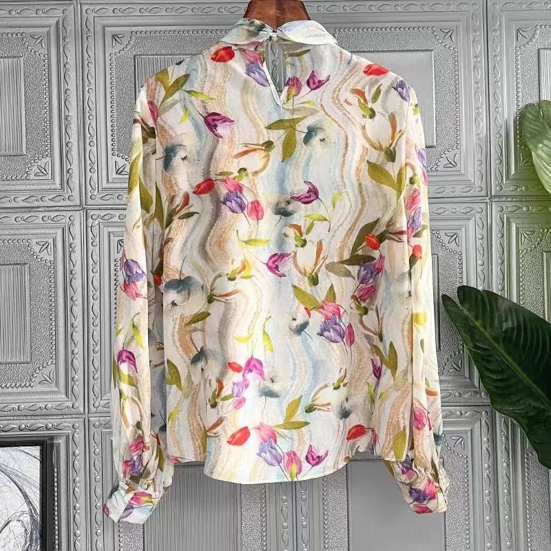 Women Autumn Casual Chiffon Tops Blouse Bow Neck Shirt Long Sleeve Fashion Blouses Clothes Blouses Major