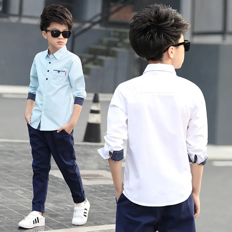 Teenager Kids Boys Clothes Children Shirts Fashion School Casual Tops Cotton Boys Shirts