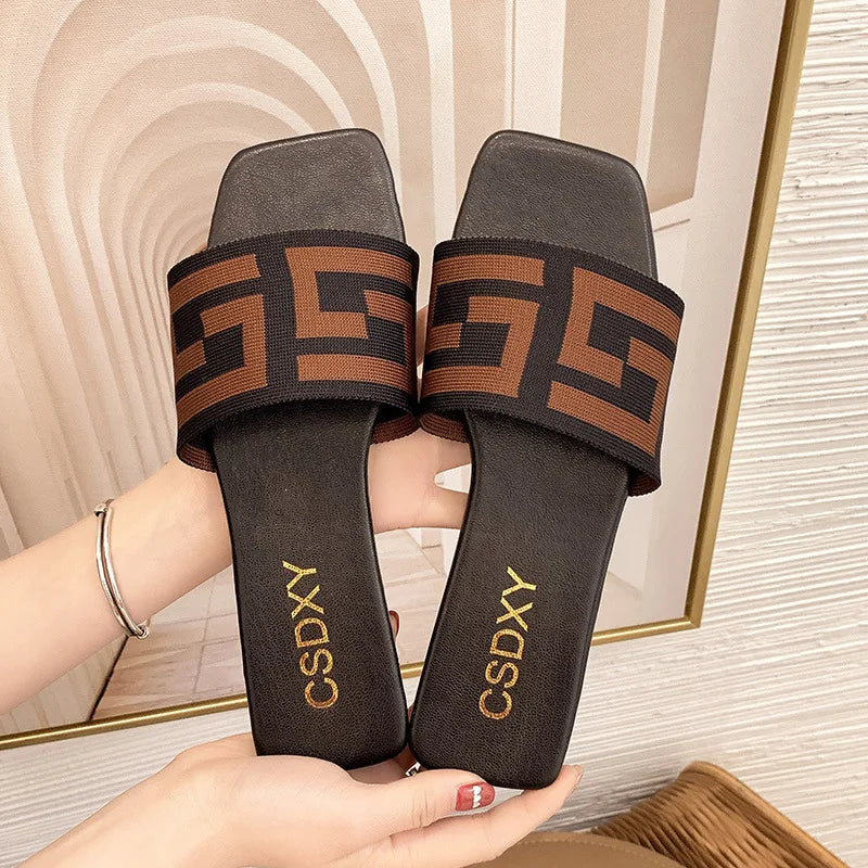 Women Falt Heels Slipper Summer New Outdoor Non-slip Casual Ladies Sildes Plus Size 42 Sapatos Mujer Fashion Women Sandals