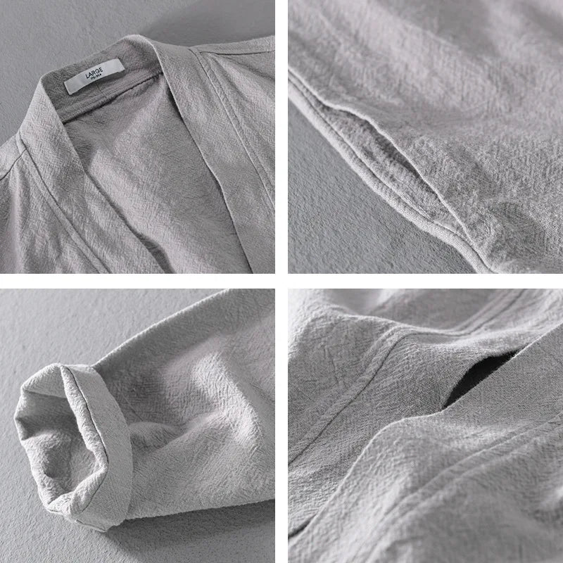 Casual Linen Long-sleeved Mens Jacket Chinese Style Trend Casual Loose Literary Shirts for Men