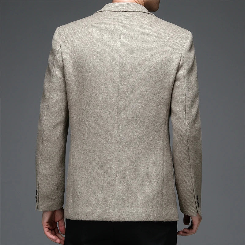 Men's Fashion Casual Classic Wool Suit Jacket Single Suit Slim Blazer Brand Clothing
