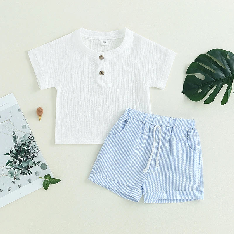 Toddler Baby Girls 2Pcs Summer Outfits Short Sleeve T-Shirt Tops Elastic Waistband Shorts Set Clothes 6M-4Y