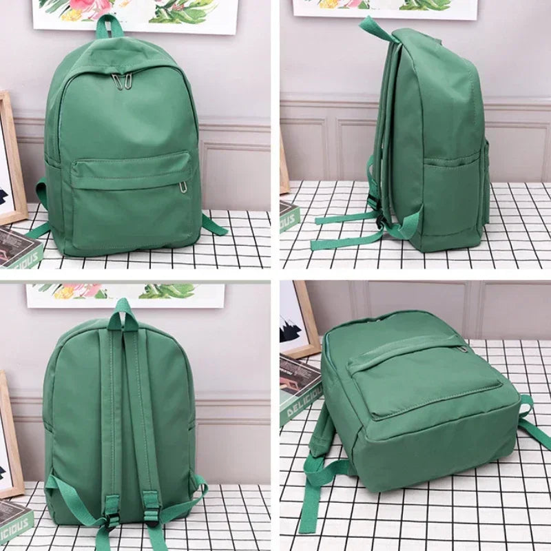 High Quality  Waterproof Nylon Women Backpack Female Travel Bag Backpacks Schoolbag for Teenage Girls Solid Color Bookbag