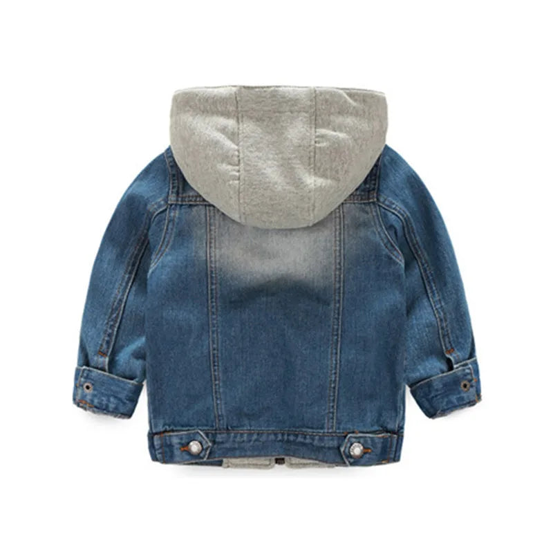Spring Autumn Fashion 3 4 5 6 8 10  Years Teenager Children Clothing Baby Coat Tops Handsome Kids Boys Hooded Denim Jackets