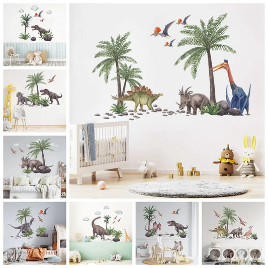Cartoon Dinosaur Park Wall Sticker For Kids Room Decoration Mural Decor Vinyl Decals For Home Decor  Wall Decor