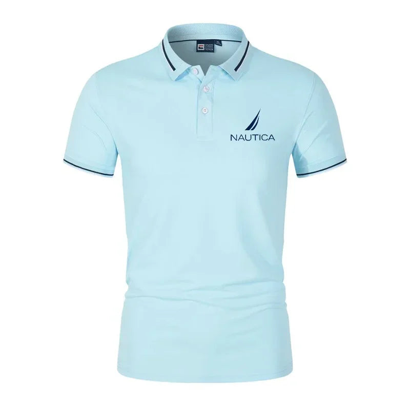 Nautica Summer Fashion Polo Shirt for Men's Printed Casual Short Sleeve Top Lapel Slim Handsome Jogging Fitness Sportswear
