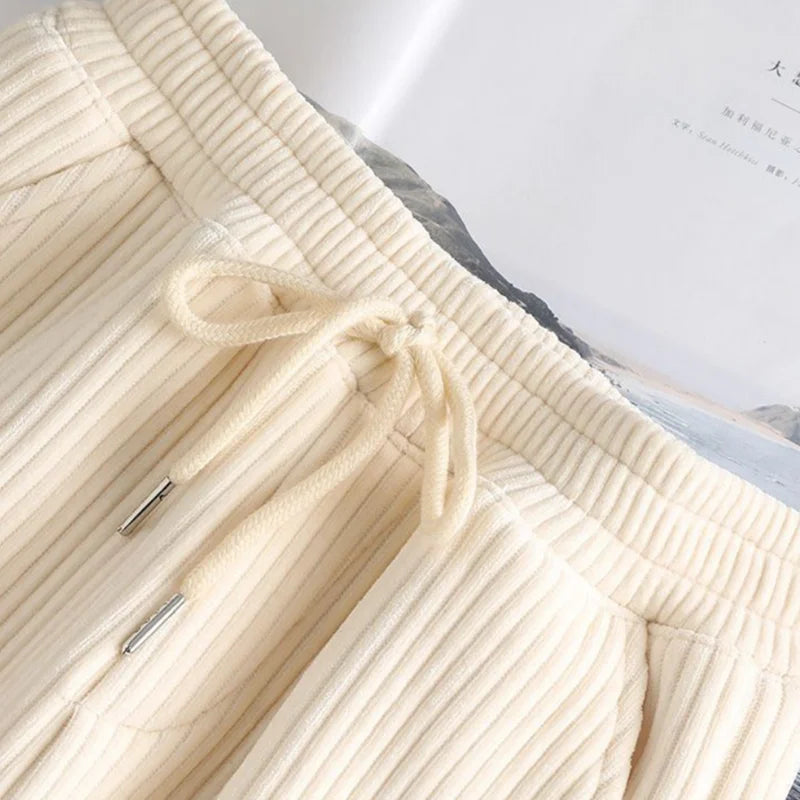 Unisex Autumn Winter Teenage Corduroy Sweat Pant One-piece Pile Casual Sport Pants Girls Clothes Jogger Trousers for Children