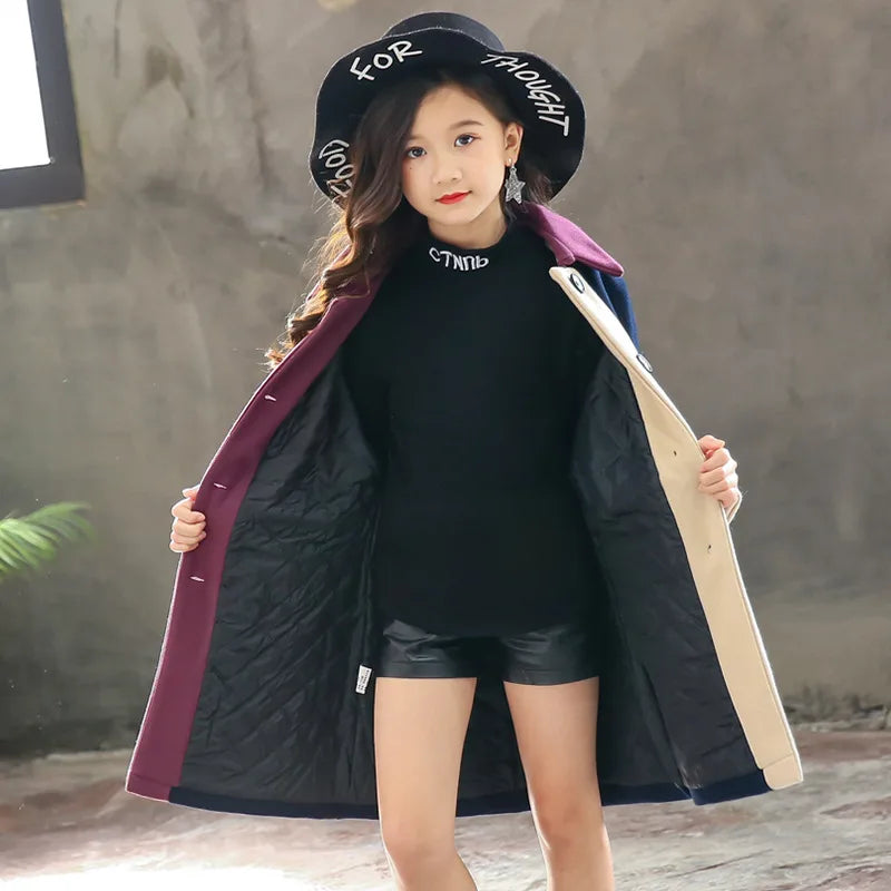 Woolen Girls Jacket Autumn Winter Jackets For Kids Wool Coats Fashion Children Clothing Outerwear Coat