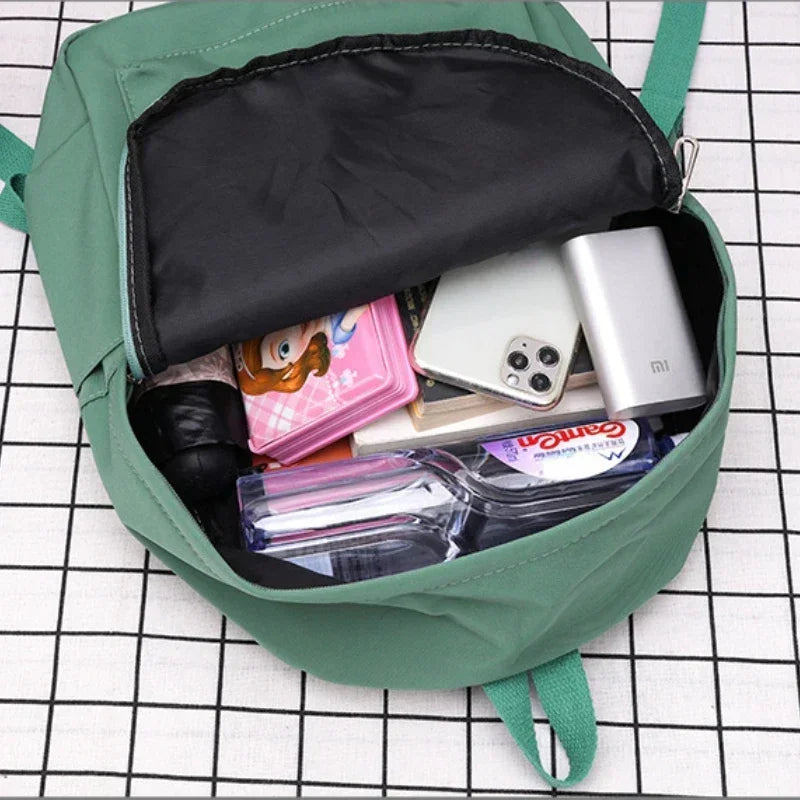High Quality  Waterproof Nylon Women Backpack Female Travel Bag Backpacks Schoolbag for Teenage Girls Solid Color Bookbag