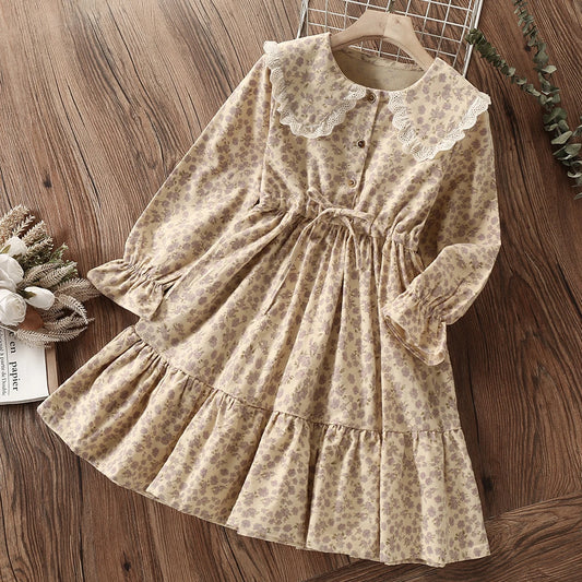 Baby Girls Dresses for Kids Clothing Flower Long Sleeve Teenagers School Costume Elegant Dress Children Vestido