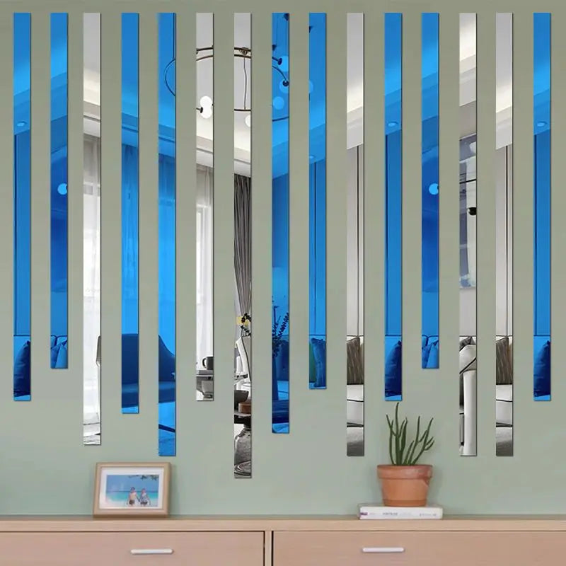 DIY Mirror Décor 5pc Stickers Self-adhesive Acrylic Art Wall Tile Ceiling Edge 3D Strip Decoration TV Background Wall Sticker