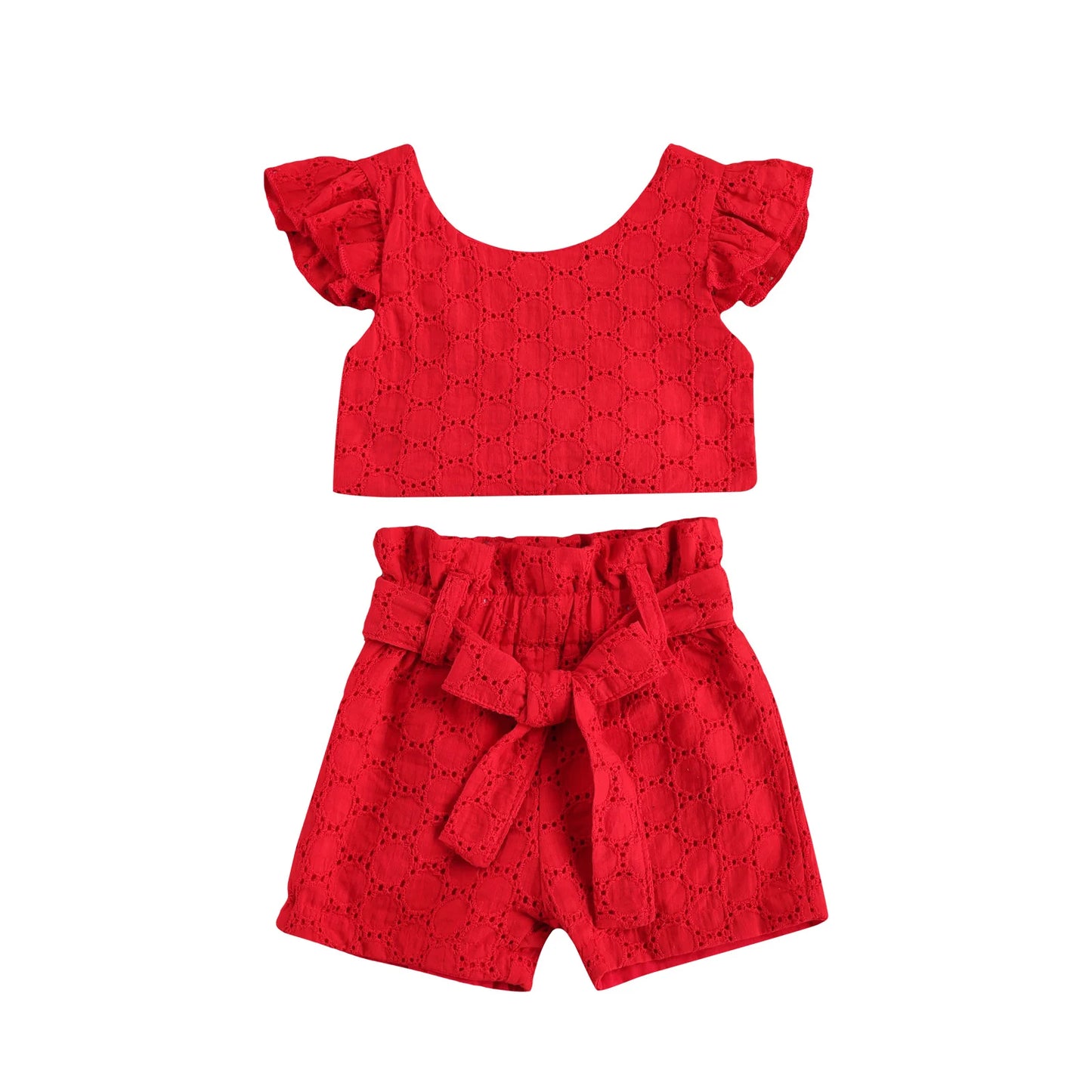 1-6 Year Old Toddler Baby Girl Clothes Watermelon Sunflower Print Ruffle Drop Shoulder Strap Top Shorts 2-Piece Summer Set