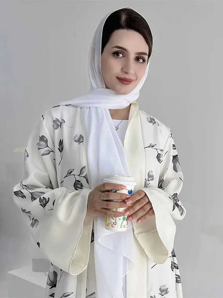 Abayas For Women Black White Muslim Kimono Open Abaya Islam Dress Kebaya Robe Femme Musulmane Kaftan