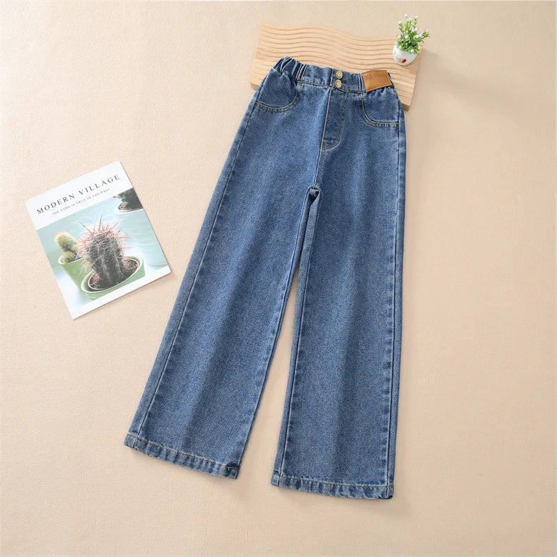 Warm Jeans for Kids Girls Fleece Winter Thicken Clothing Denim Trousers Children Plus Velvet Pants