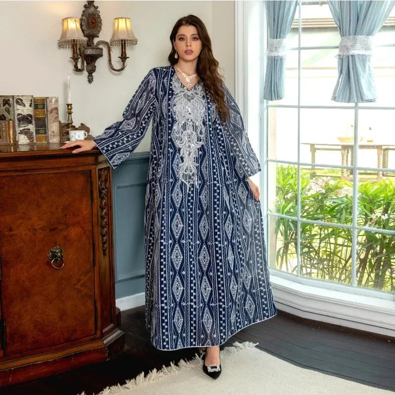 woman Dress Muslim  Muslim Abaya Islamic Clothing Embroidery Robe Long Sleeve Caftan Abaya