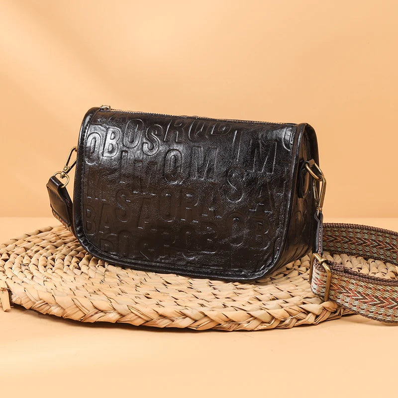 High Quality  Leather Shoulder Crossbody Bag For Women  Vintage Oil Wax Leather Ladies Handbag Small Female Bag