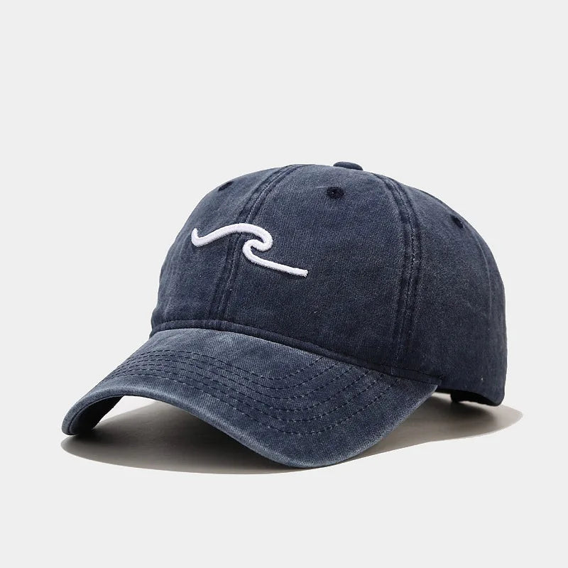 Washed Cotton Dad Hat For Men Women Wave Embroidery Baseball Cap Fashion Hip Hop Caps Riding Cap Hat Sports Cap Bone Garros