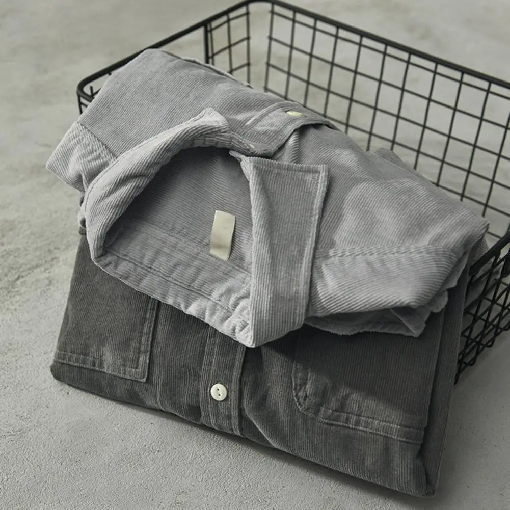 Corduroy Shirt Men's Cargo Jacket Casual Spring Autumn Loose Coat Spring Cardigan Turn-down Collar Spring Shirt camisa masculina