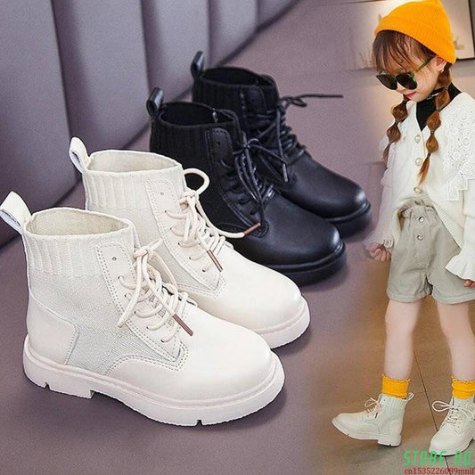 Big Children Plush Lace Up Boots For Kid Girls Boys School England Rome Boots