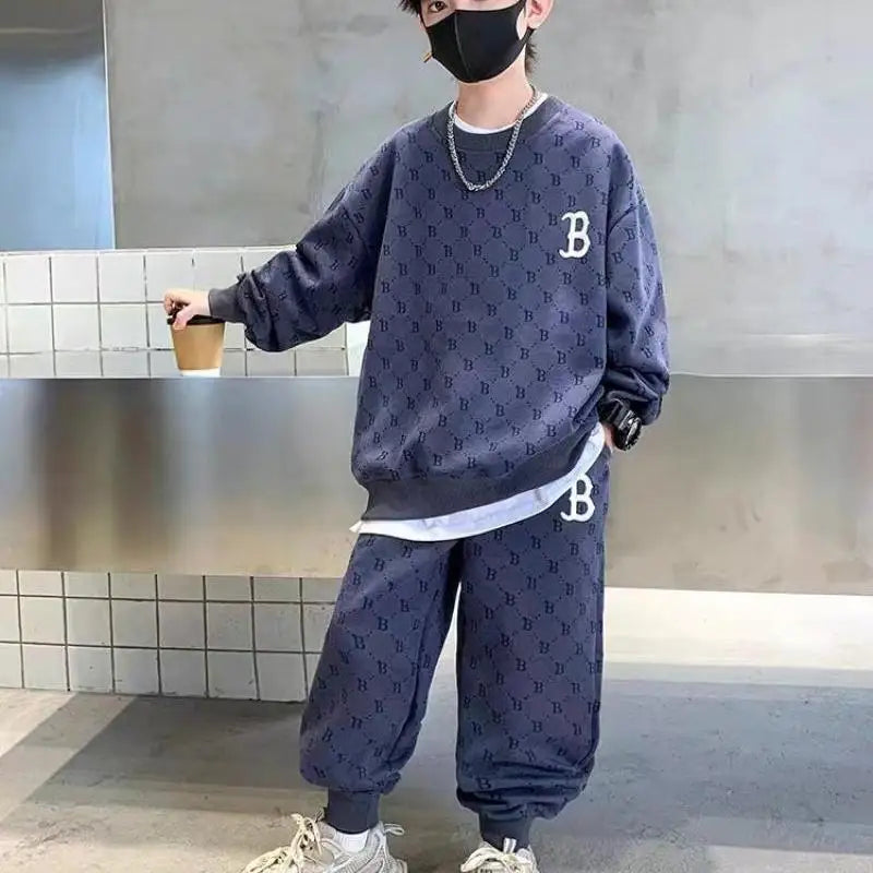 Autumn Fashion Children Suits Kids Clothes Boy Round Neck Sweatshirt and Pants 2Pcs Outfit Sets Junior Kids Sports Tracksuit