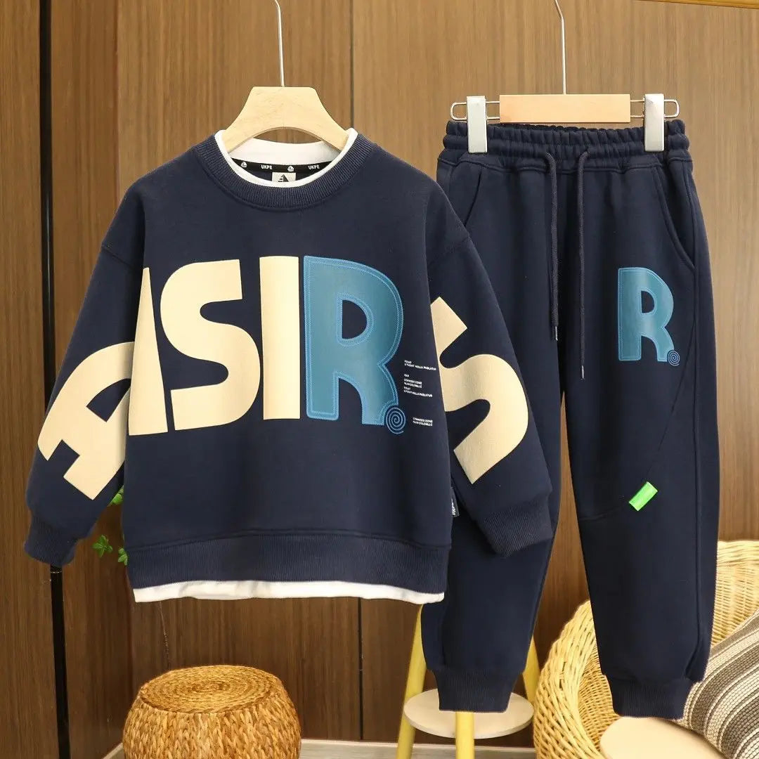 New Autumn Spring Trendy 2pcs Sweaters+Pants Sports Suits 3-14 Years Kids Leisure Loose Outfits Children Clothes boy Sets