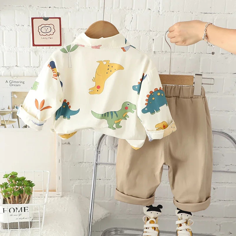Autumn Spring Baby Boy Fashion Formal Clothing Set Kid Suits Set Plaid Shirt Pants 2pac/set Children Clothes Set 1 2 3 4 5 Years
