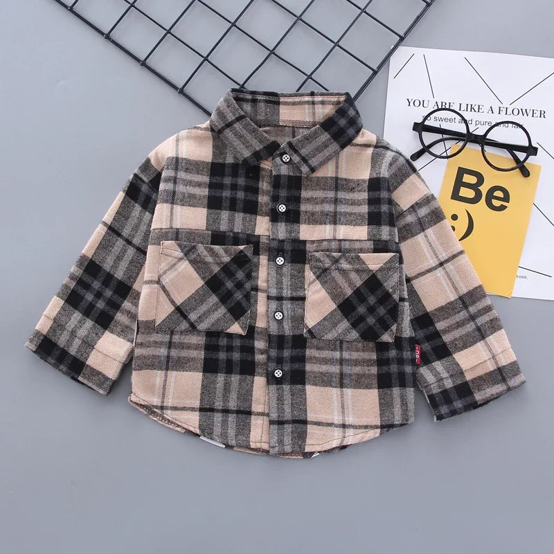 Autumn Spring Baby Boy Fashion Formal Clothing Set Kid Suits Set Plaid Shirt Pants 2pac/set Children Clothes Set 1 2 3 4 5 Years