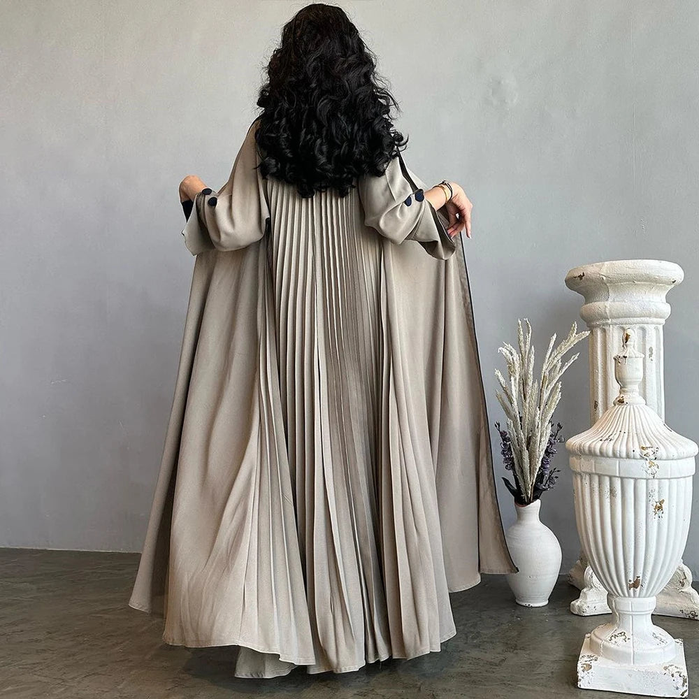 Elegant Button Split Sleeve woman Muslim Abaya