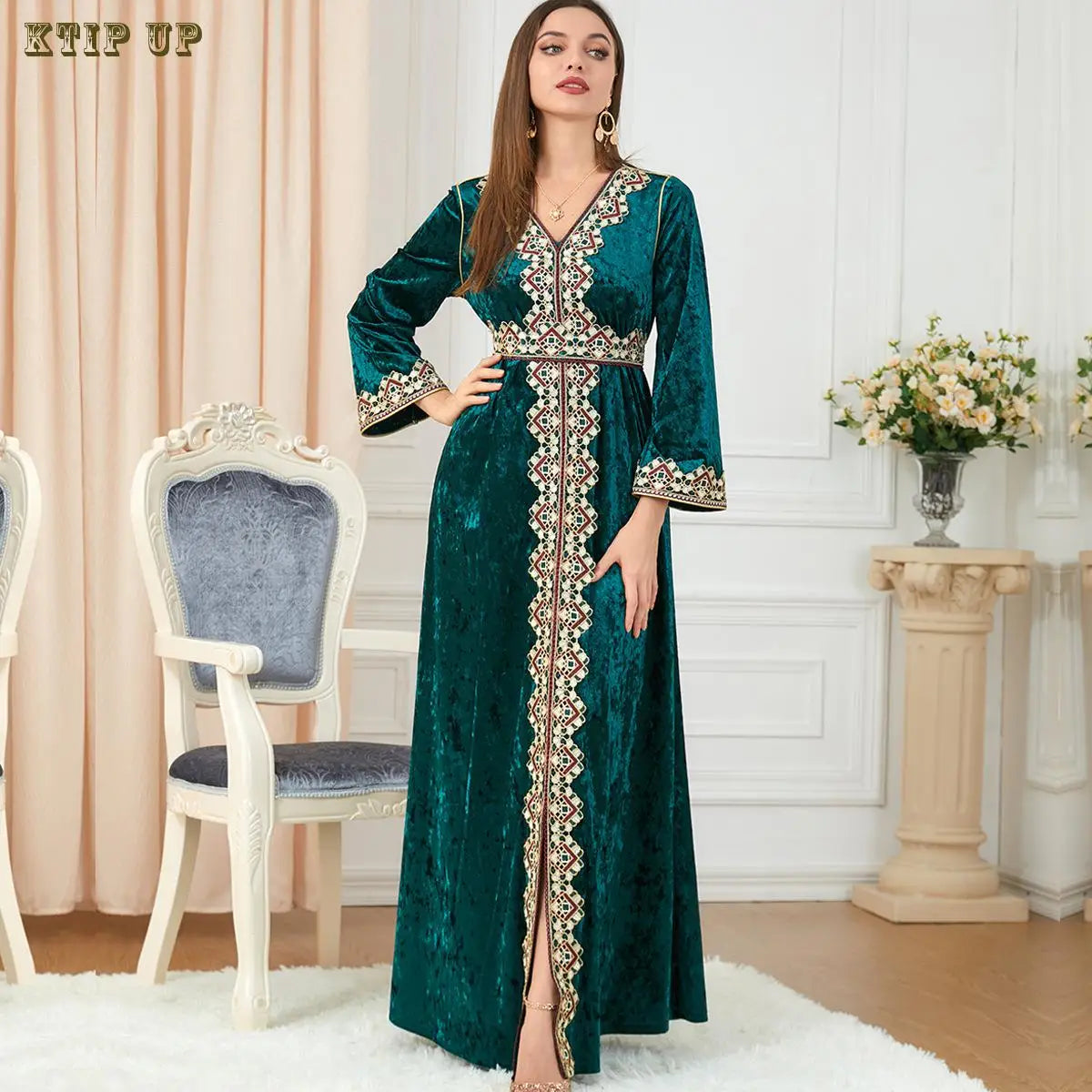 Women's Golden Velvet Abaya Robe,, Hot Drill, Middle East, New, Hot Sale